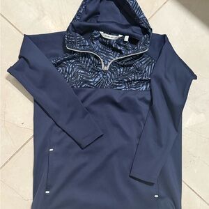 Peter Millar Hyperlight Weld Hybrid Half-Zip Hoodie in navy
